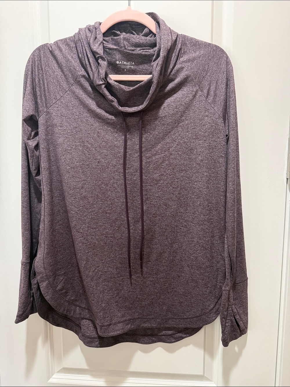 Athleta-  Plum Heather Cowl-Neck Lightweight Hoodie